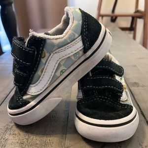 RARE Vans check-smiley-peace pattern Velcro shoes 5T